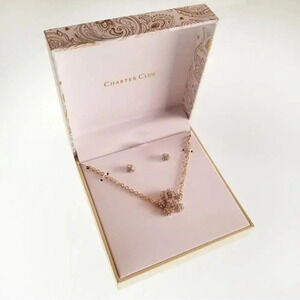 Charter Club Gold-Tone Pave Paw Pendant Necklace & Earrings Set